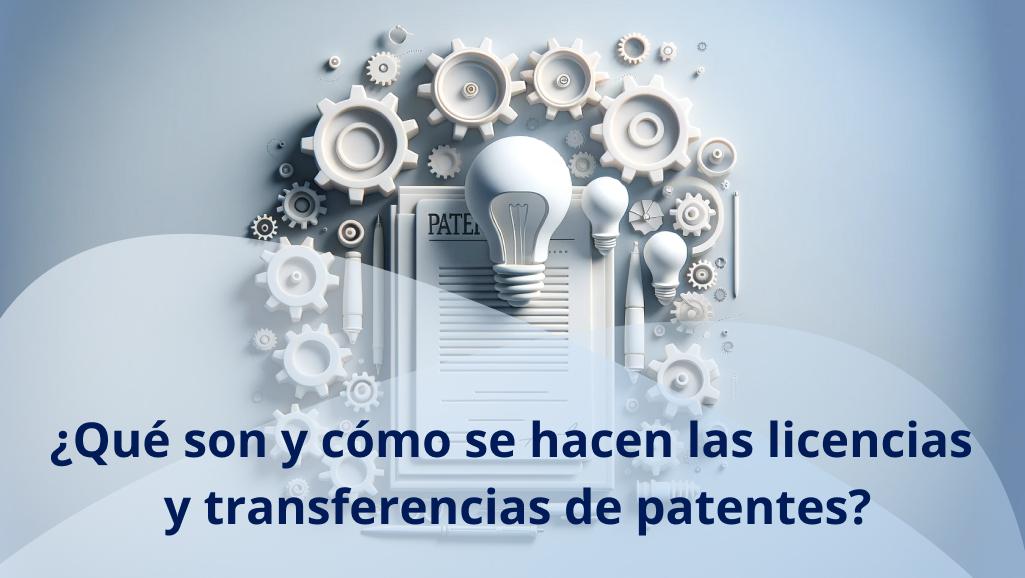 Elementos que simbolizan el proceso de licencia y tranferencia de patentes